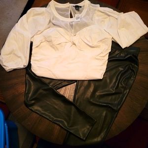 NWT Ashley Stewart Cotton and mesh blouse